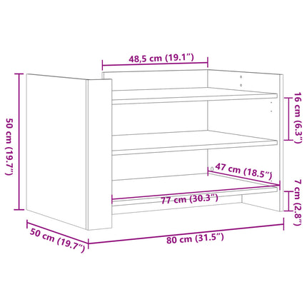 sofabord 80x50x50 cm konstrueret træ sonoma-eg