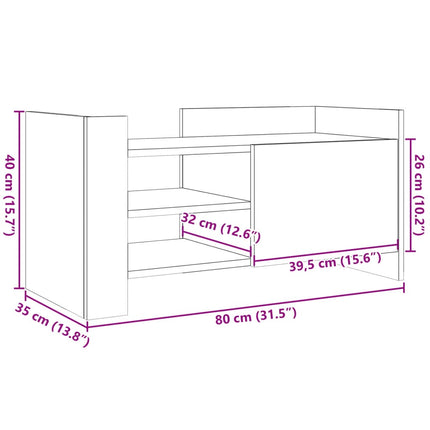 tv-bord 80x35x40 cm konstrueret træ brun egetræsfarve