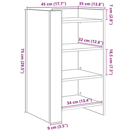 skænk 45x35x75 cm konstrueret træ sort