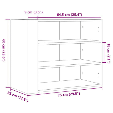 vægskab 75x31x70 cm konstrueret træ hvid