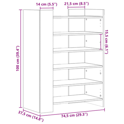 skoskab 74,5x37,5x100 cm konstrueret træ sort