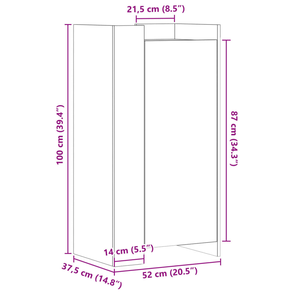 skoreol 52x37,5x100 cm konstrueret træ hvid