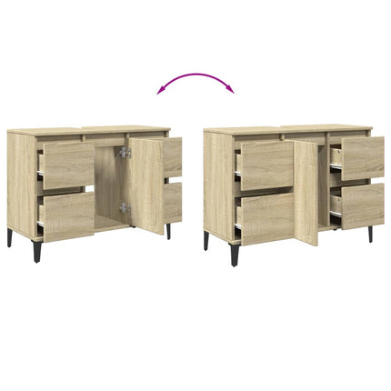 underskab til håndvask 80x33x60 cm konstrueret træ sonoma-eg