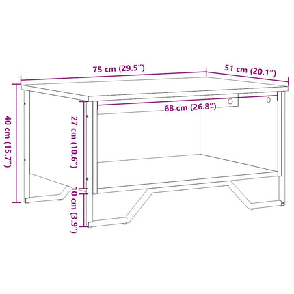 sofabord 75x51x40 cm konstrueret træ sort