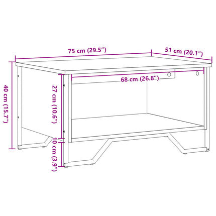 sofabord 75x51x40 cm konstrueret træ røget egetræsfarve