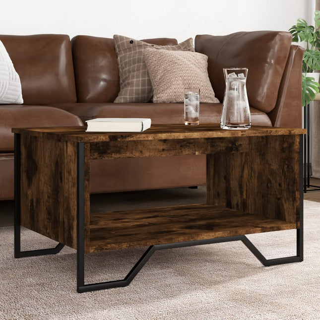 sofabord 75x51x40 cm konstrueret træ røget egetræsfarve