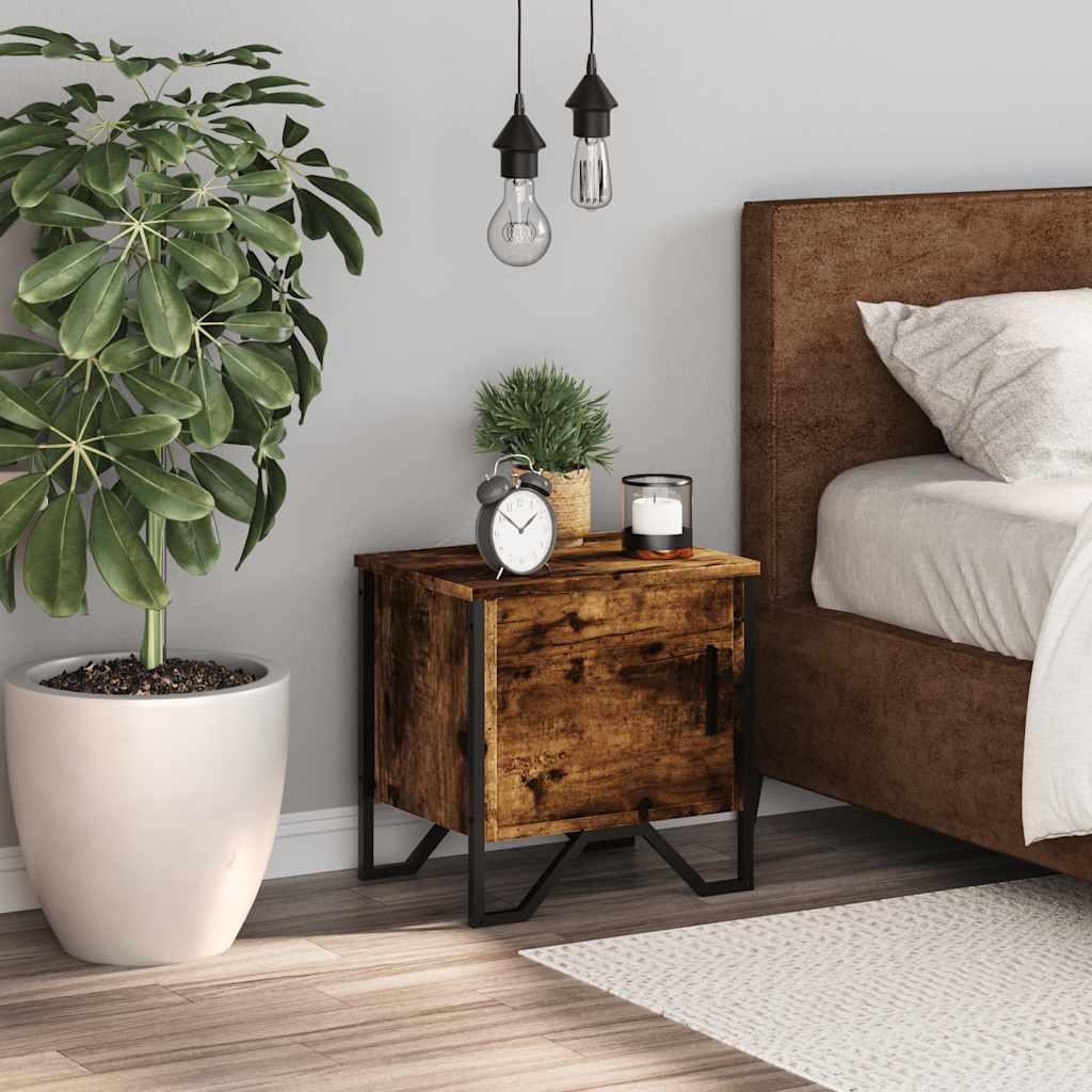 sengebord 40x30x40 cm konstrueret træ røget egetræsfarve