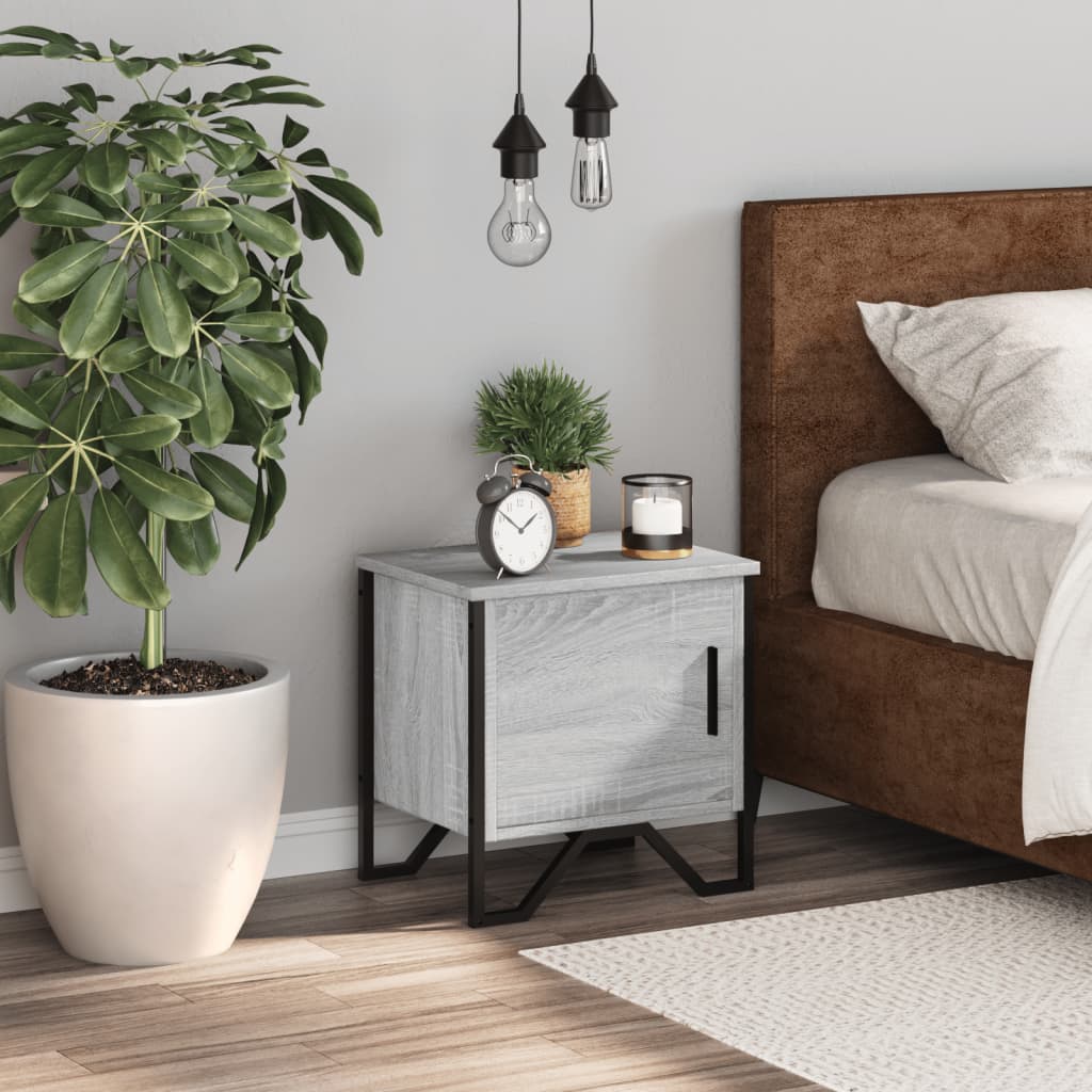 sengebord 40x30x40 cm konstrueret træ grå sonoma-eg