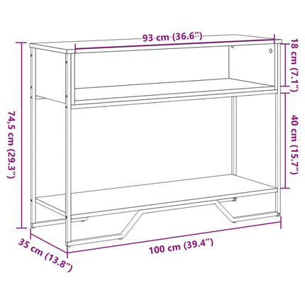 konsolbord 100x35x74,5 cm konstrueret træ røget egetræsfarve
