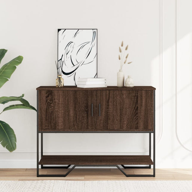 konsolbord 100x35x74,5 cm konstrueret træ brun egetræsfarve