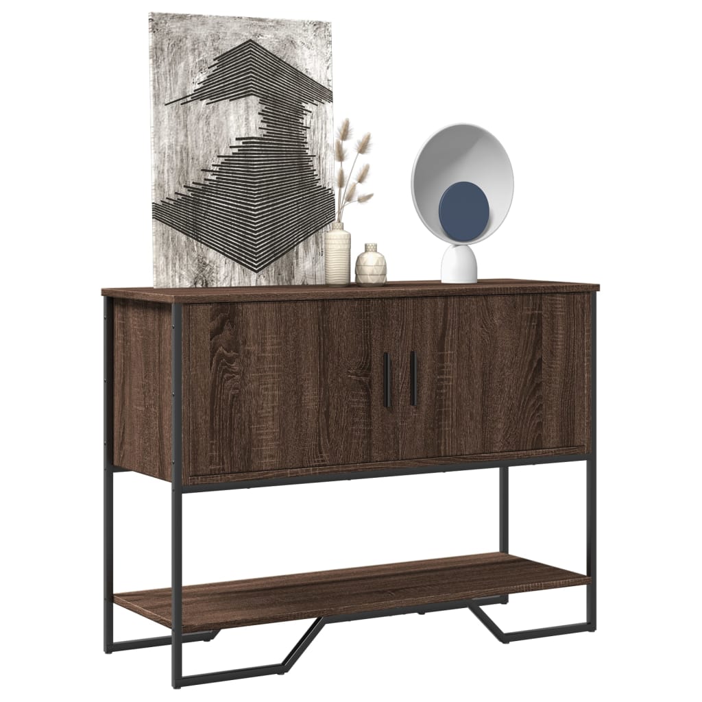 konsolbord 100x35x74,5 cm konstrueret træ brun egetræsfarve