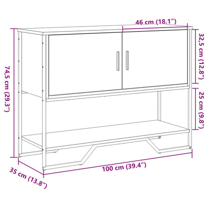 konsolbord 100x35x74,5 cm konstrueret træ brun egetræsfarve