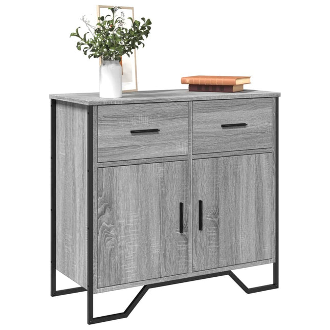skænk 79,5x35,5x74,5 cm konstrueret træ grå sonoma-eg