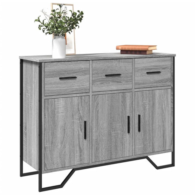 skænk 97x32,5x74,5 cm konstrueret træ grå sonoma-eg