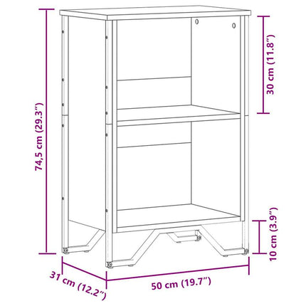 bogreol 50x31x74,5 cm konstrueret træ røget egetræsfarve