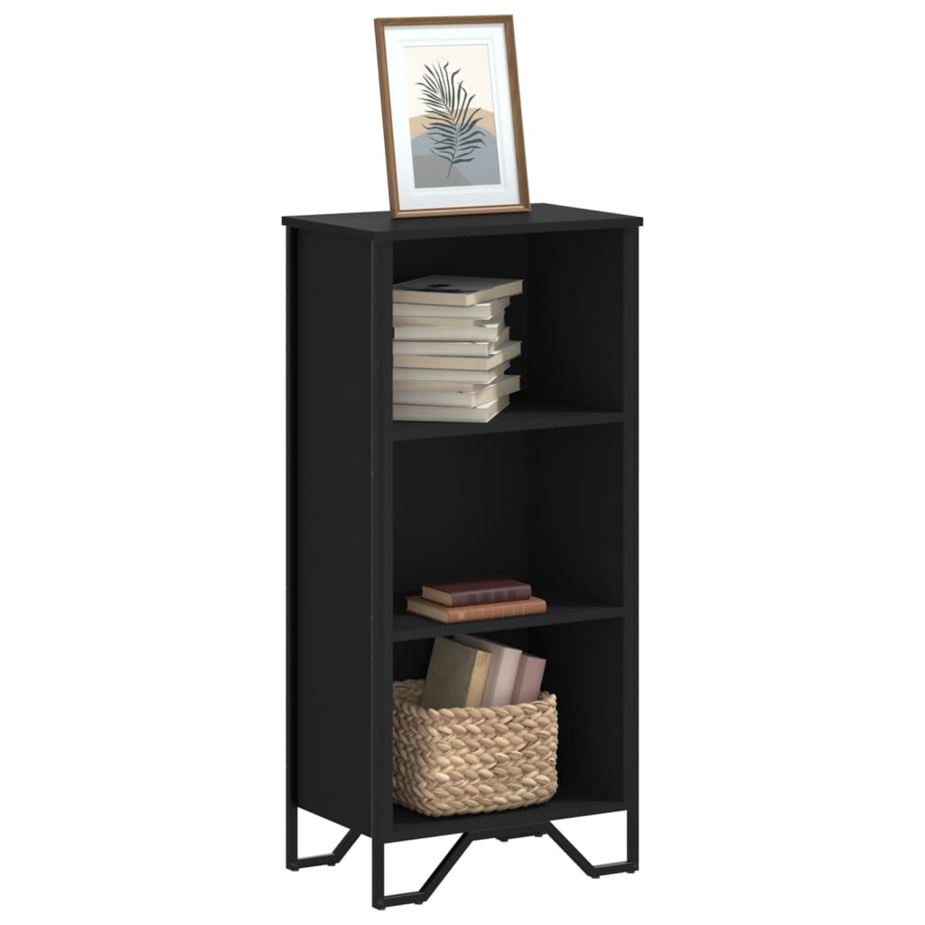 Bogreol 50 × 31 × 106 cm i konstrueret træ - sort, med metalfødder