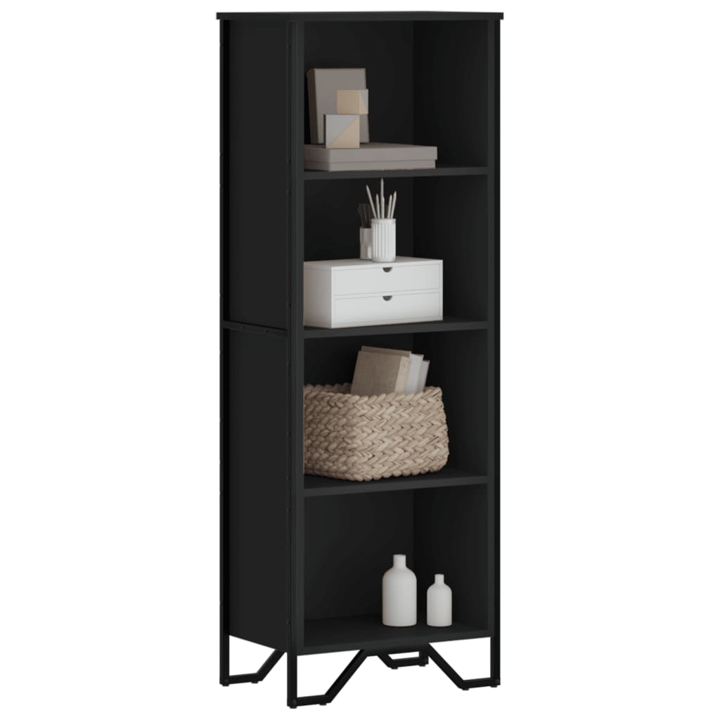 Bogreol 50X31X74,5 Cm Konstrueret Træ Sort - 50 cm / 137.5 cm