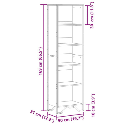 bogreol 50x31x169 cm konstrueret træ sonoma-eg