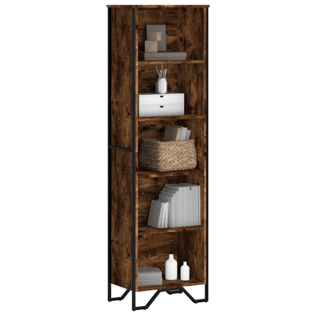 bogreol 50x31x169 cm konstrueret træ røget egetræsfarve billede