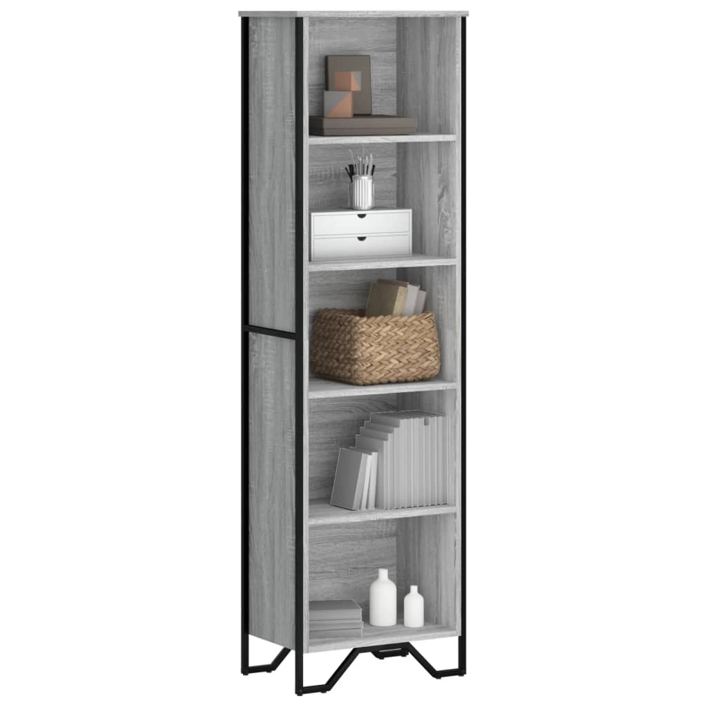 Bogreol 50X31X74,5 Cm Konstrueret Træ Grå Sonoma-Eg - 50 cm / 169 cm