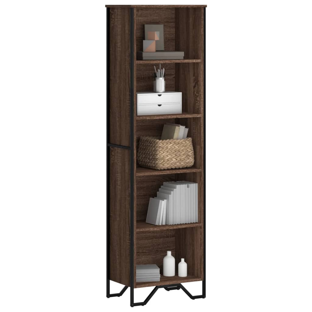 bogreol 50x31x169 cm konstrueret træ brun egetræsfarve billede