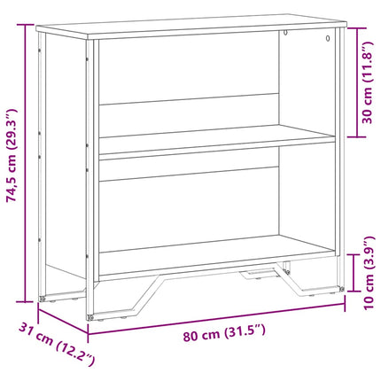 bogreol 80x31x74,5 cm konstrueret træ sort