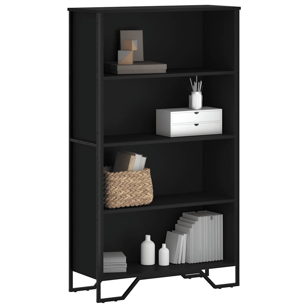 Bogreol 80×31×137,5 cm i konstrueret træ - sort med metalfødder