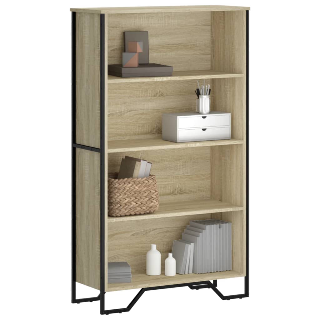 Bogreol i sonoma-eg - 80 × 31 × 137,5 cm, konstrueret træ med metalfødder