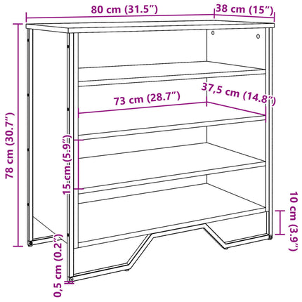 skoreol 80x38x78 cm konstrueret træ røget egetræsfarve