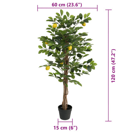 kunstigt citrontræ med 3 stammer 120 cm PP grøn