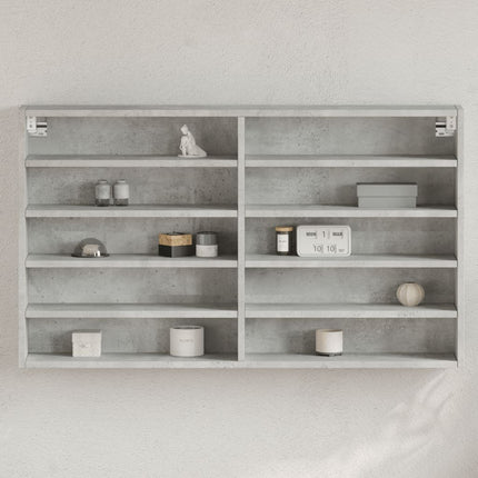 vitrineskab 100x15x58 cm konstrueret træ betongrå