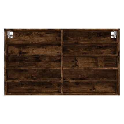 vitrineskab 100x15x58 cm konstrueret træ røget egetræsfarve