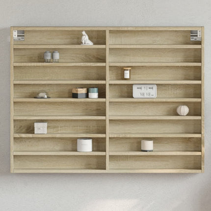 vitrineskab 100x8,5x75 cm konstrueret træ sonoma-eg