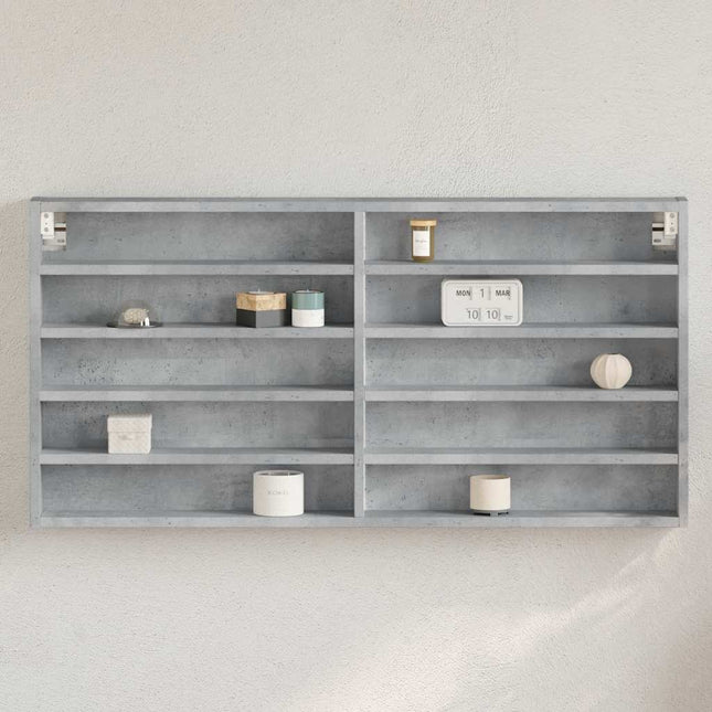 vitrineskab 100x8,5x50 cm konstrueret træ betongrå