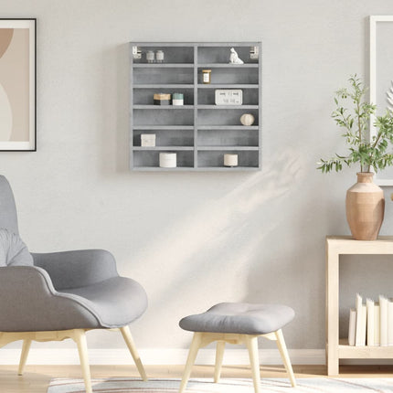 vitrineskab 60x8,5x58 cm konstrueret træ betongrå