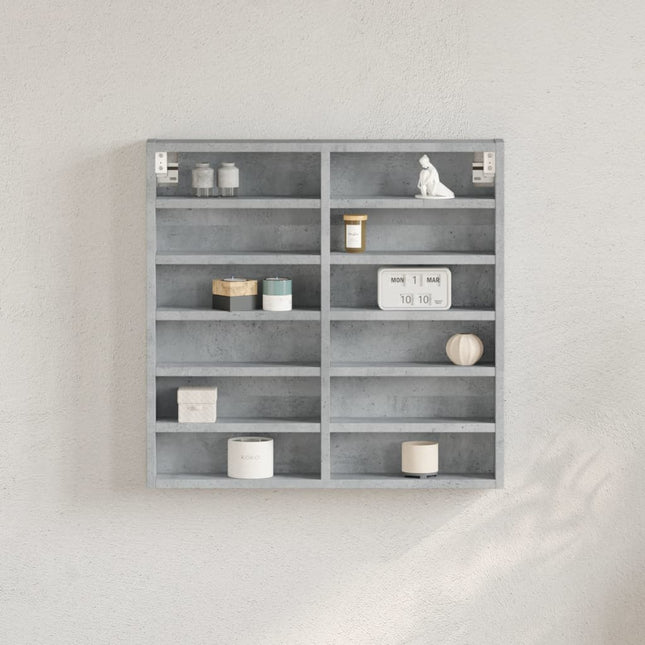 vitrineskab 60x8,5x58 cm konstrueret træ betongrå
