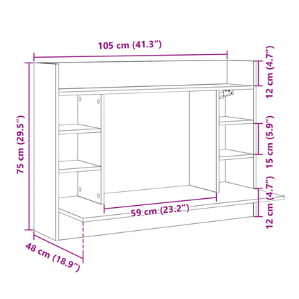 væghængt skrivebord 105x48x75 cm konstrueret træ hvid