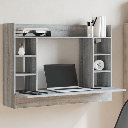 væghængt skrivebord 105x48x75 cm konstrueret træ grå sonoma-eg