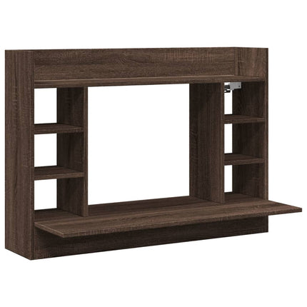 væghængt skrivebord 105x48x75 cm konstrueret træ brun egetræ