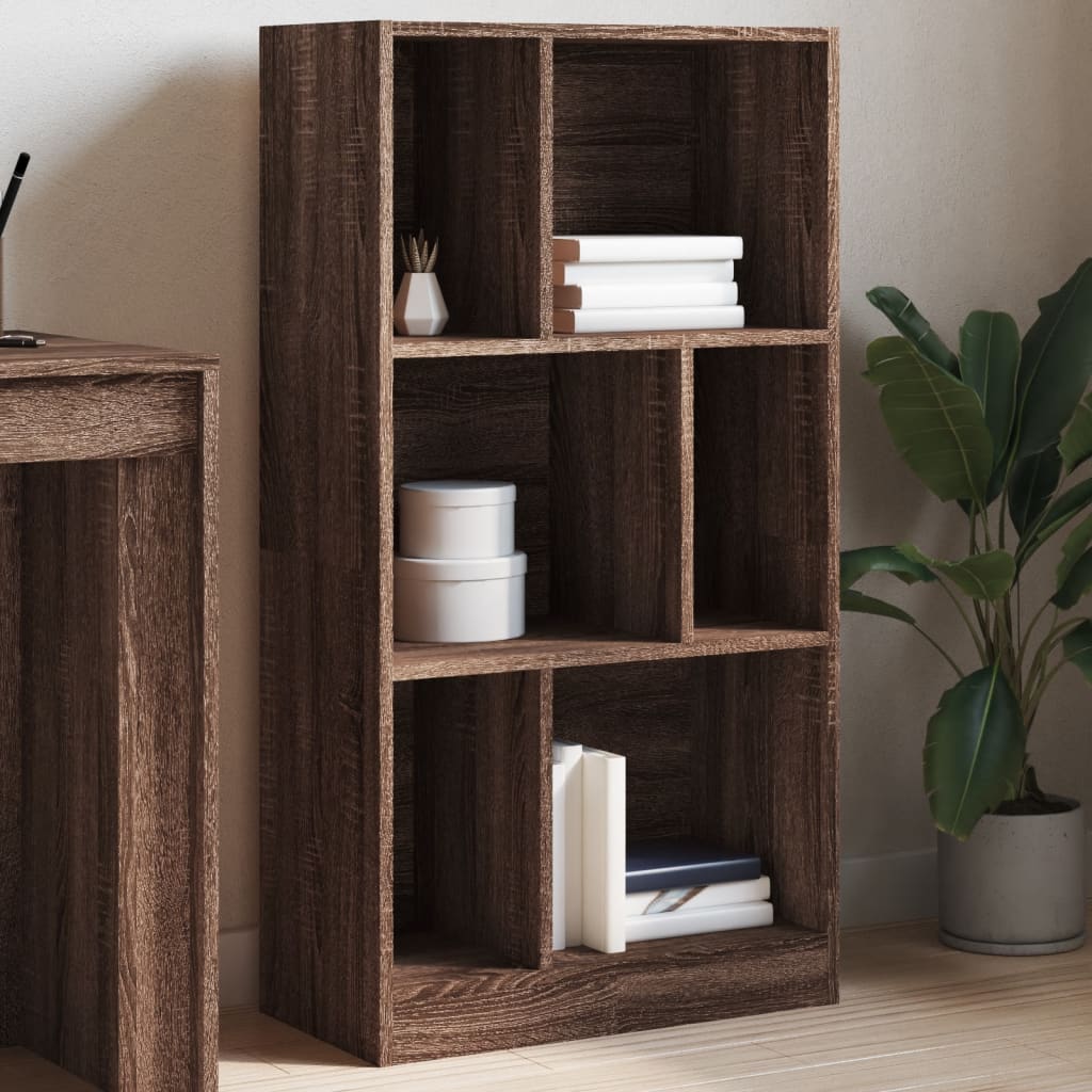 Bogreol i konstrueret træ - 57×28,5×107,5 cm, brun egetræsfarve