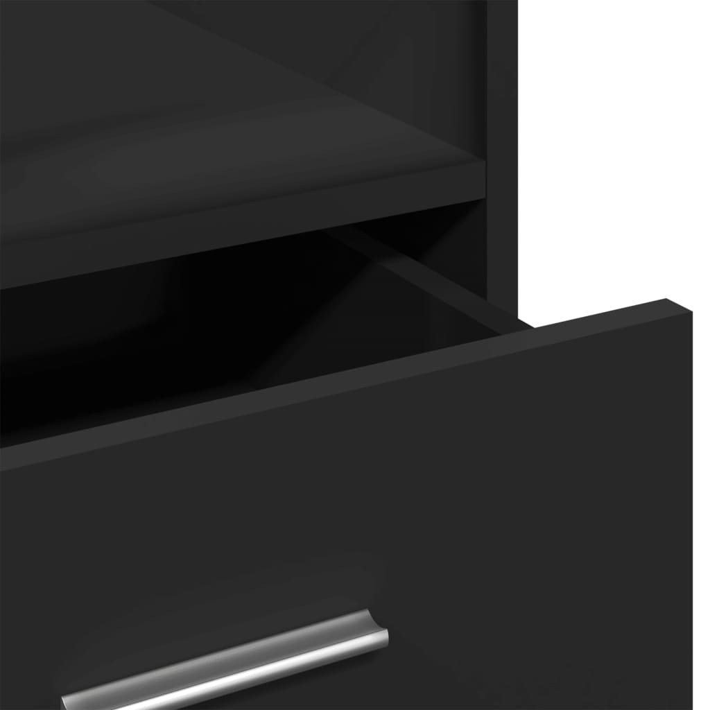 talerstol med hjul og skuffe 55x55x107 cm konstrueret træ sort