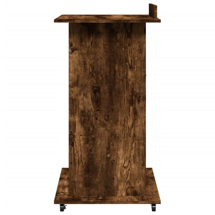 talerstol med hjul skuffe 55x55x107 cm konstrueret træ røget eg
