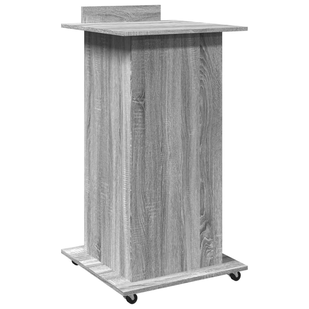 talerstol med hjul og skuffe 55x55x107 cm konstrueret træ