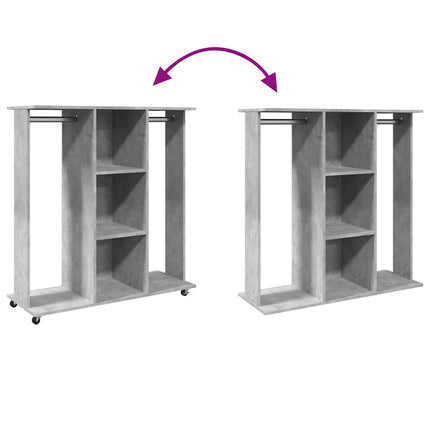 klædeskab med hjul 102x38x110 cm konstrueret træ betongrå