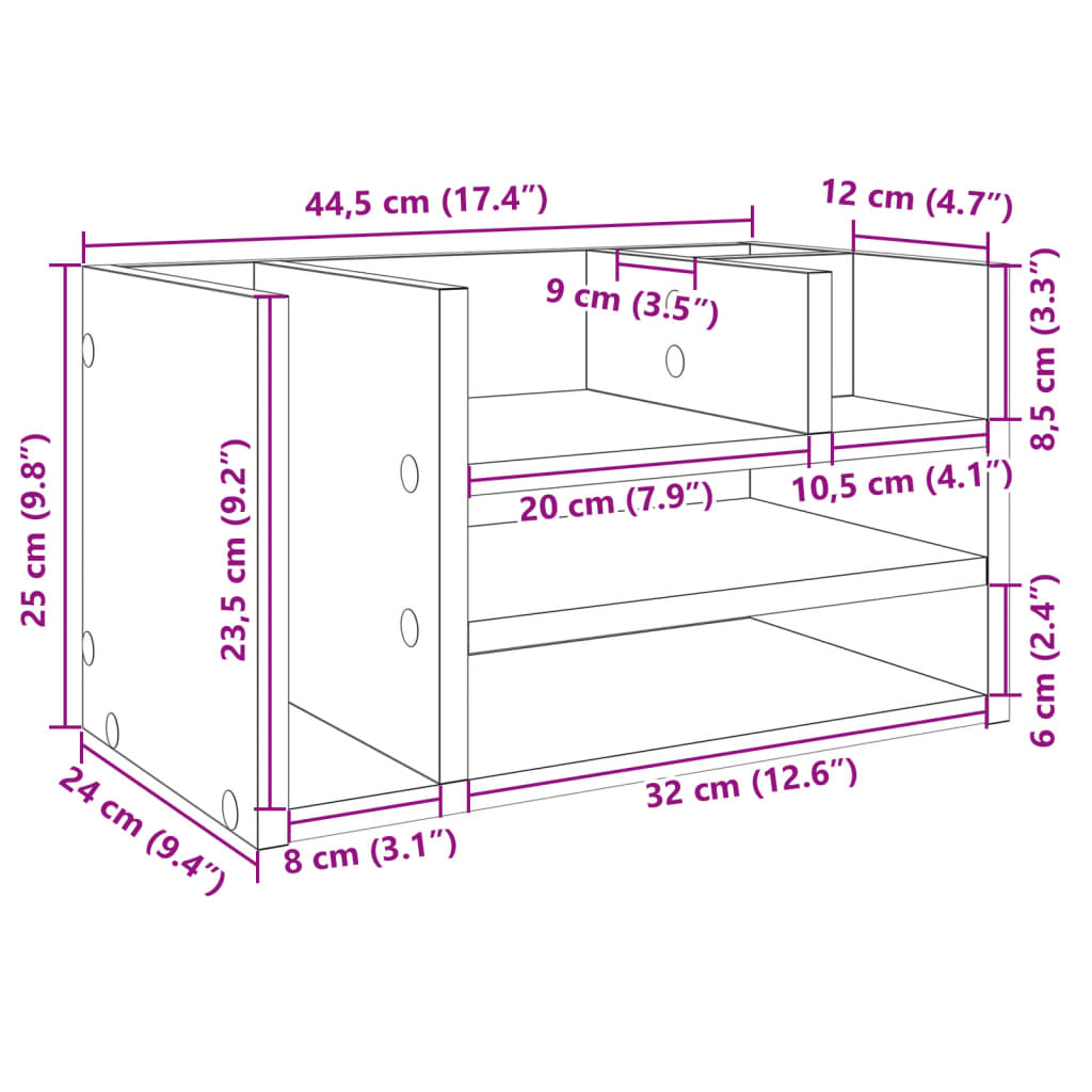 dueslag til skrivebord 44,5x24x25 cm konstrueret træ betongrå