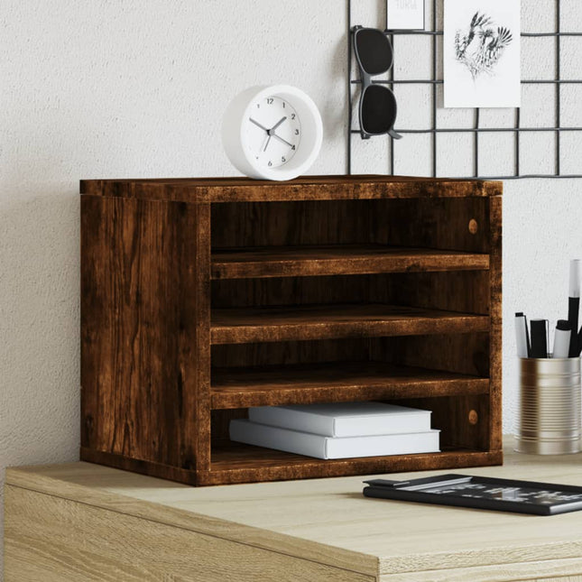 dueslag til skrivebord 36x26x29,5 cm konstrueret træ røget eg