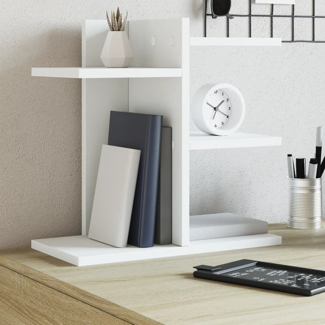 hylde til skrivebord 42x21,5x42 cm konstrueret træ hvid