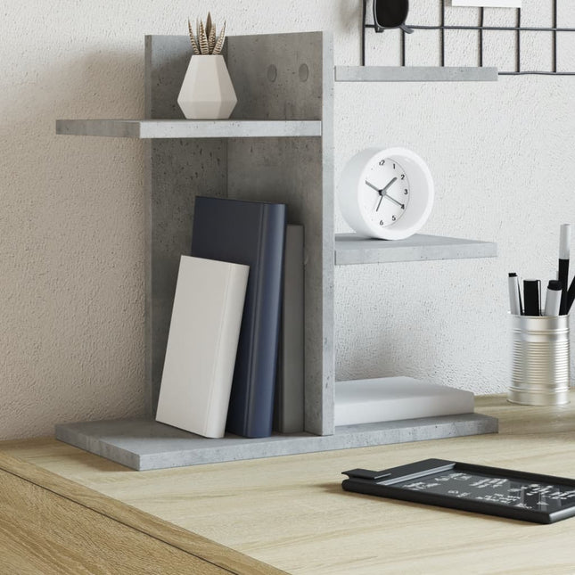 hylde til skrivebord 42x21,5x42 cm konstrueret træ betongrå