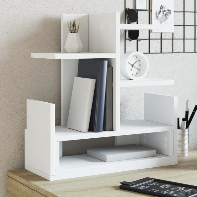 hylde til skrivebord 49x20x52,5 cm konstrueret træ hvid