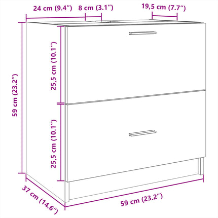 underskab til håndvask 59x37x59 cm konstrueret træ sort